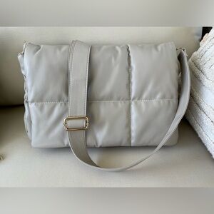 Anthropologie Edison Fold-Over Puffy Bag Taupe/Beige